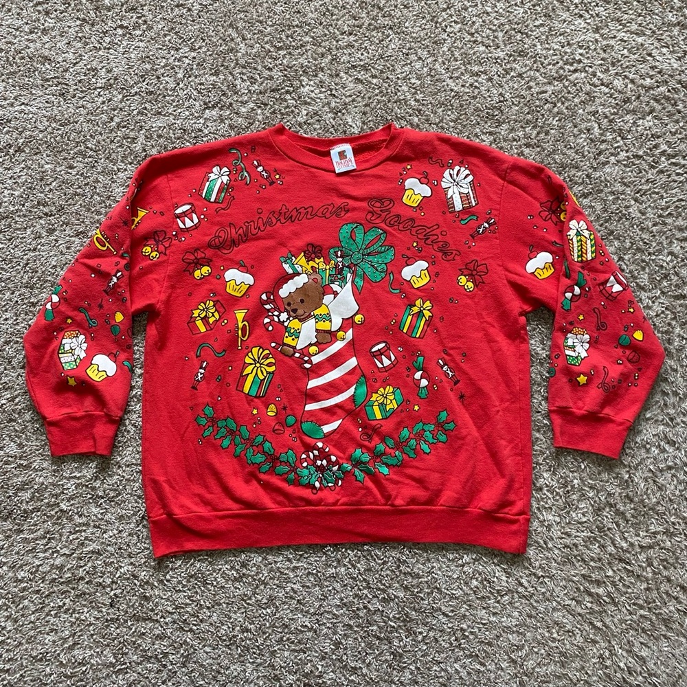 Vintage “Christmas Goodies” Ugly Christmas Sweater Crewneck‎ Women’s Size LARGE